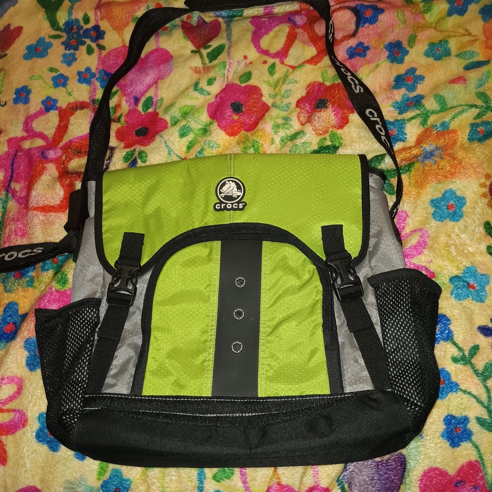 Crocs Green and Black Messenger Bag